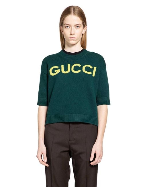 Gucci Green Intarsia Wool Top