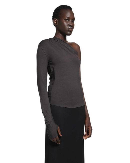Thom Krom Black Stretch Viscose Off-Shoulder Top