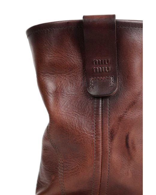 Miu Miu Brown Foule Leather Boots