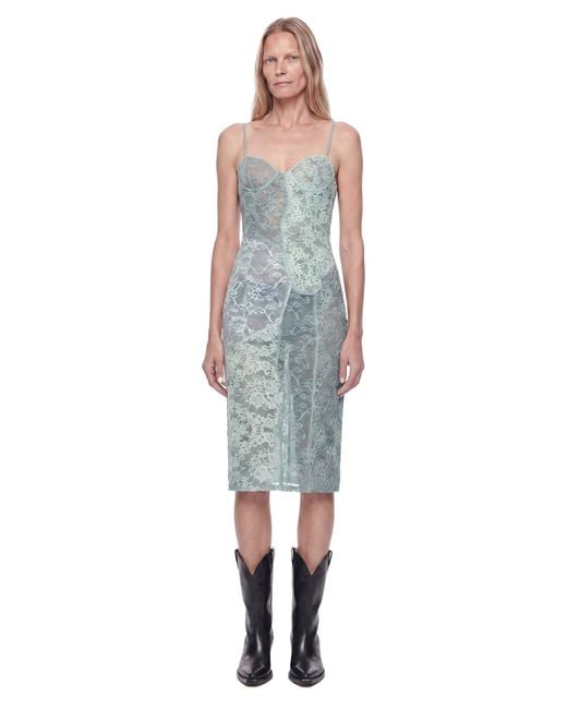 Acne Blue Lace Midi Slip Dress