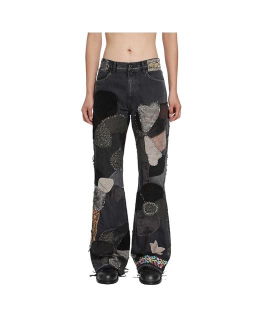 Kapital Black 14Oz X Denim 5P Rat Flare Pants for men