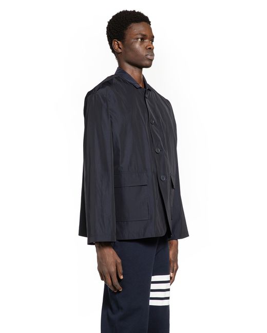 Thom Browne Blue Packable Logo Print Jacket In for men