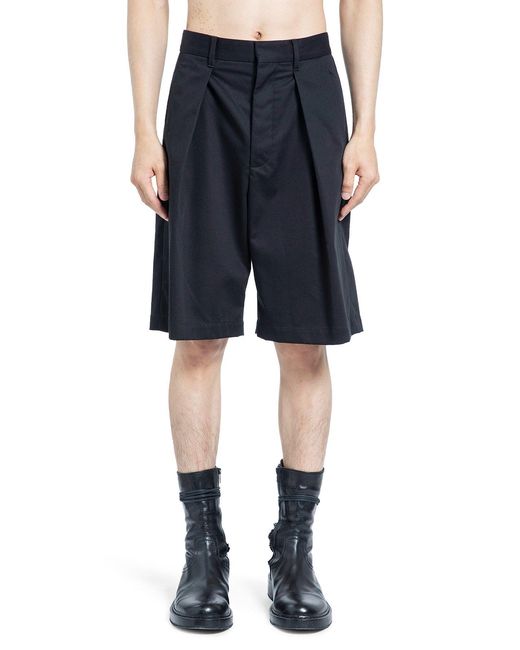 Ann Demeulemeester Blue Noral Pleated Shorts for men
