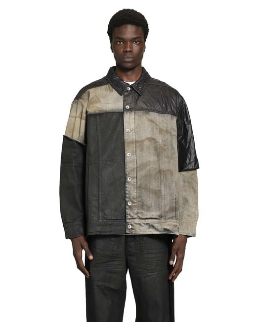 Rick Owens Black Jumbo Worker Patchwork Jacket for men
