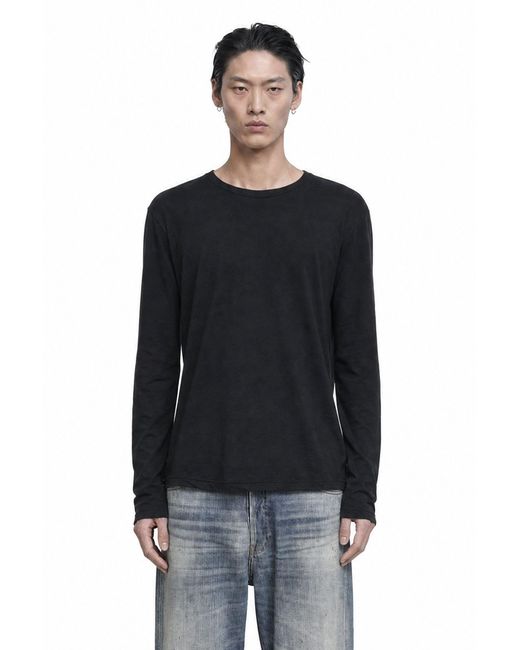 James Perse Black Shirttail Hem Long Sleeve T-Shirt for men