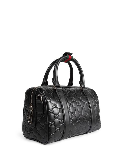 Gucci Black Gg Emblem Small Leather Duffle Bag for men