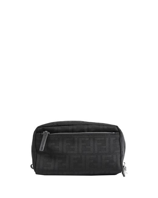 Fendi Black Small Double Zip Toiletry Case for men