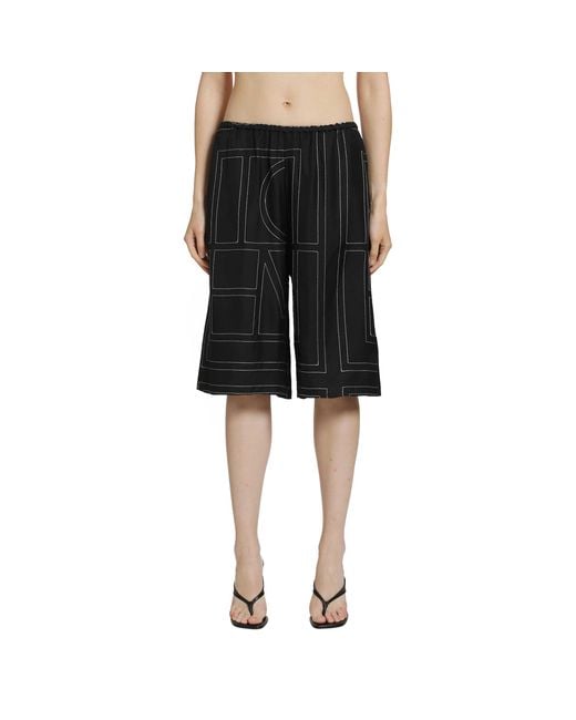 Totême Black Monogram Silk Pj Culottes