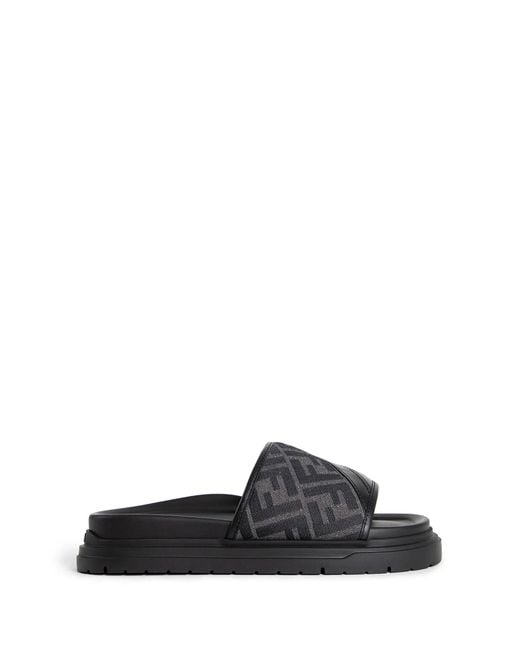 Fendi Black Diagonal Slides for men