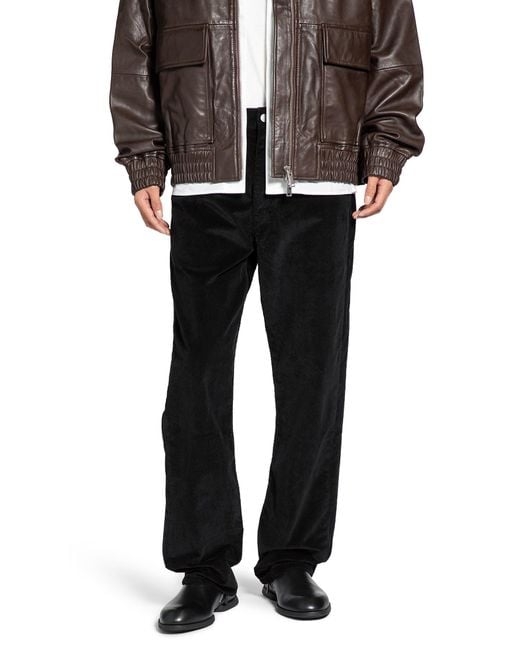 Studio Nicholson Black Pantaloni Di Velluto A Coste Riso for men