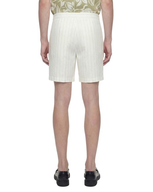 Hed Mayner White Pinstriped Wool Shorts for men