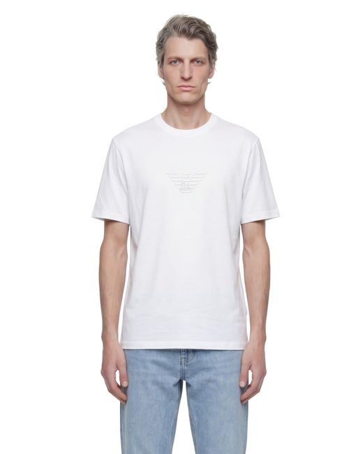 Emporio Armani White Pima-Jersey Logo T-Shirt for men