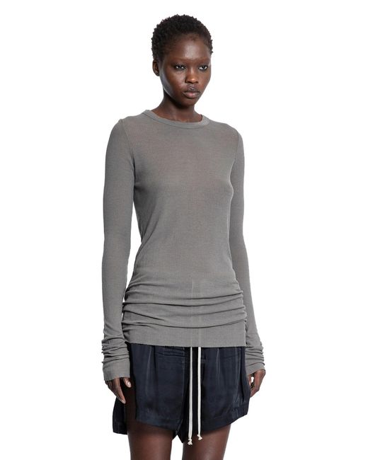 Rick Owens Gray Maglia A Maniche Lunghe Rib Di Hollywood
