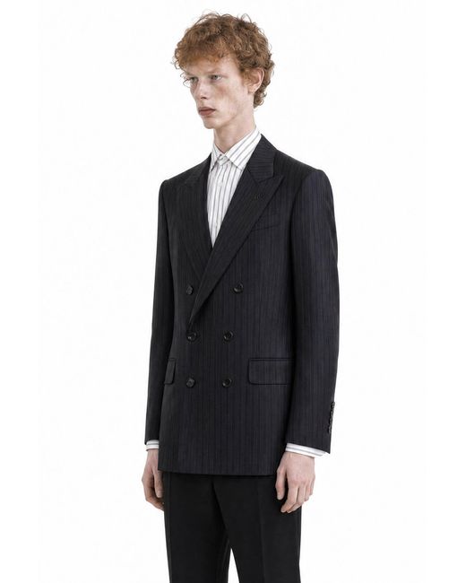 Tom Ford Black Saxony Herringbone Stripe Jacket for men