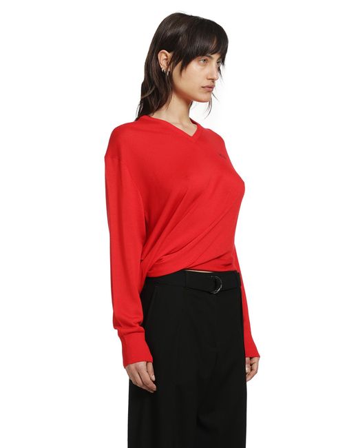 Loewe Red Draped Wool Sweater