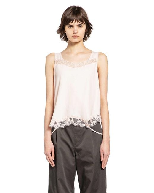 MM6 by Maison Margiela White Mirrored Lace Slip Top