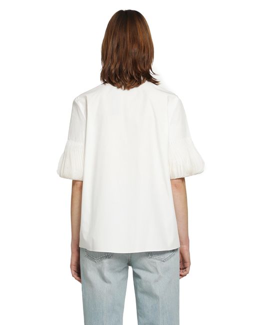 Valentino White Short Sleeve Shirt With Pleated Cuffs