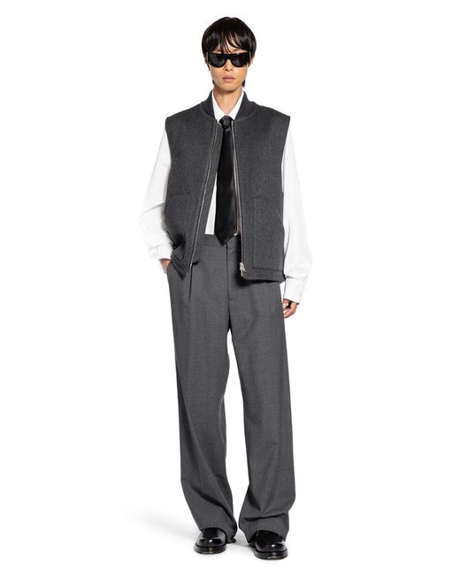 Lardini Gray Pleated Wool Trousers for men