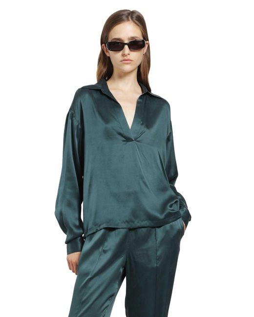 Tom Ford Blue Silk Satin Polo