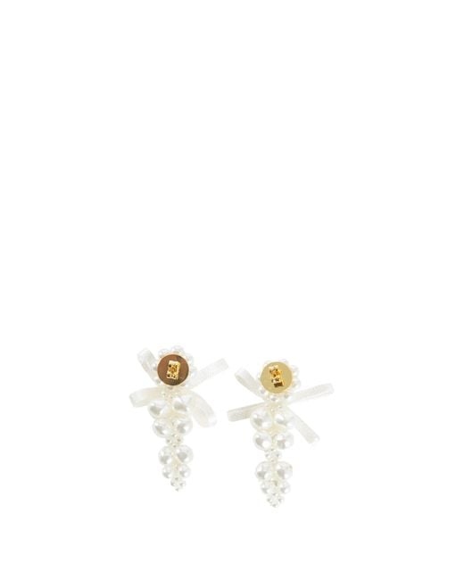 Simone Rocha White Petite Bow Cluster Earrings