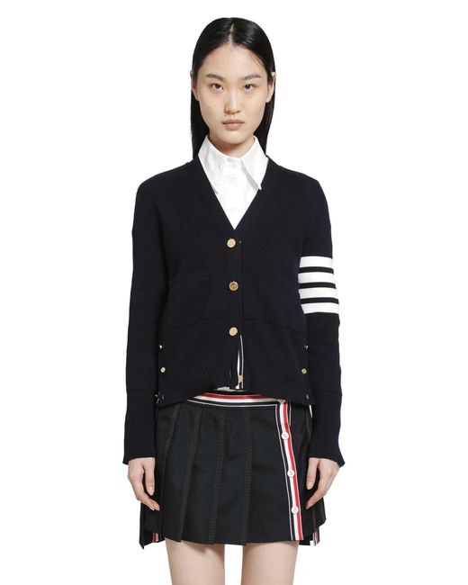 Thom Browne Black Milano Classic 4-Bar V-Neck Cardigan