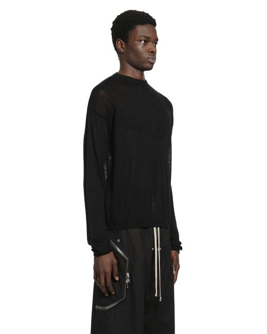 Rick Owens Black Temple Sheer Sweater for men