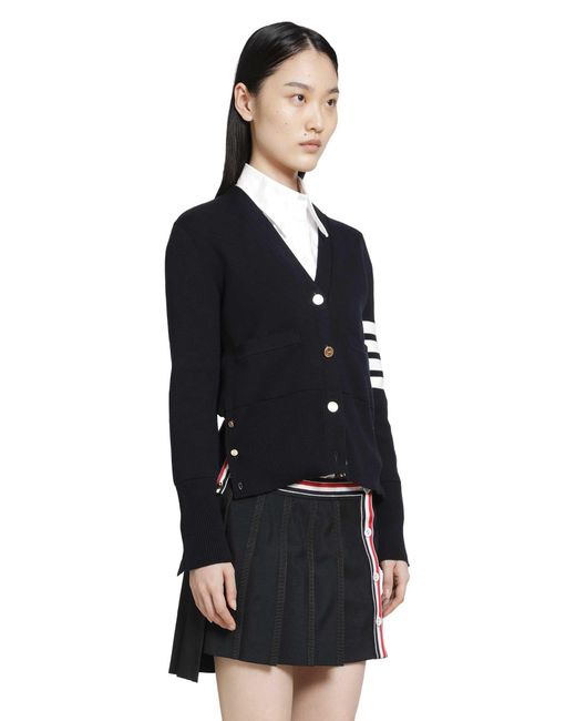 Thom Browne Black Milano Classic 4-Bar V-Neck Cardigan
