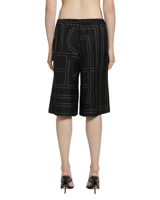 Totême Black Monogram Silk Pj Culottes