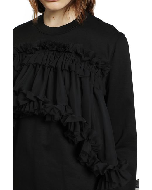 Noir Kei Ninomiya Black Tulle Long Sleeve T-Shirt