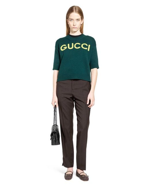 Gucci Green Intarsia Wool Top
