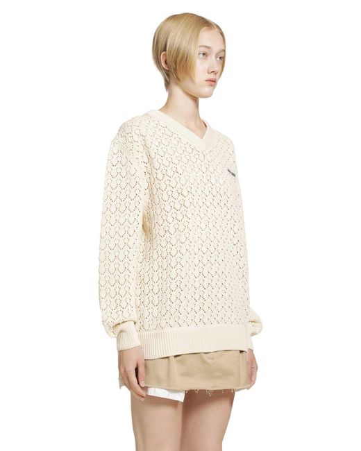 Miu Miu Natural Cotton V-Neck Sweater
