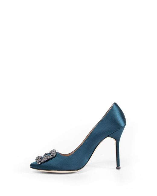 Manolo Blahnik Blue Hangisi Pumps 105
