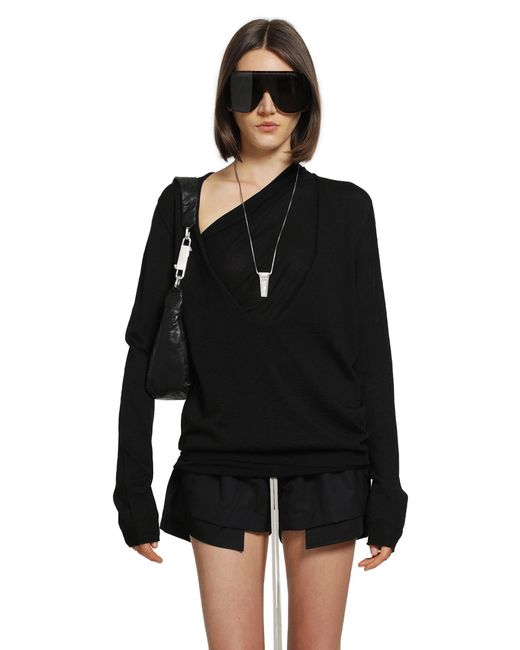 Rick Owens Black Tower Extreme V-Neck Sweater