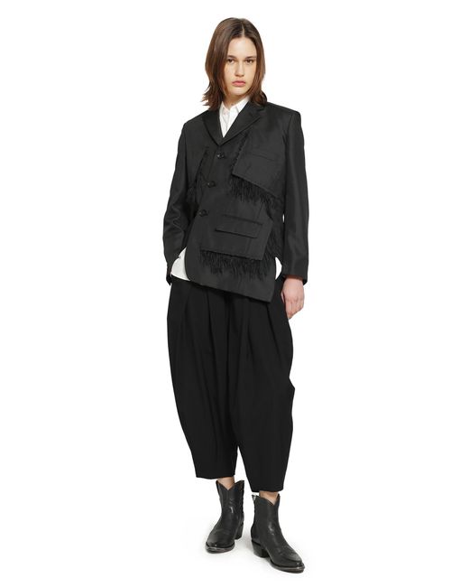 Comme des Garçons Black Single-Breasted Blazer With Frayed Trim