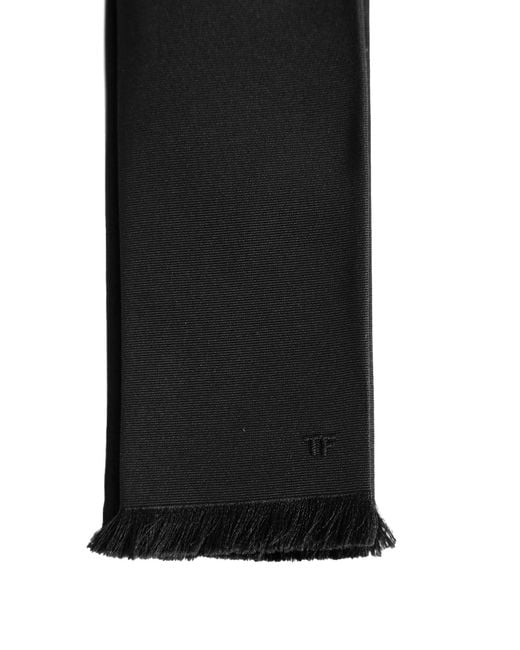 Tom Ford Black Fringed Silk Scarf for men