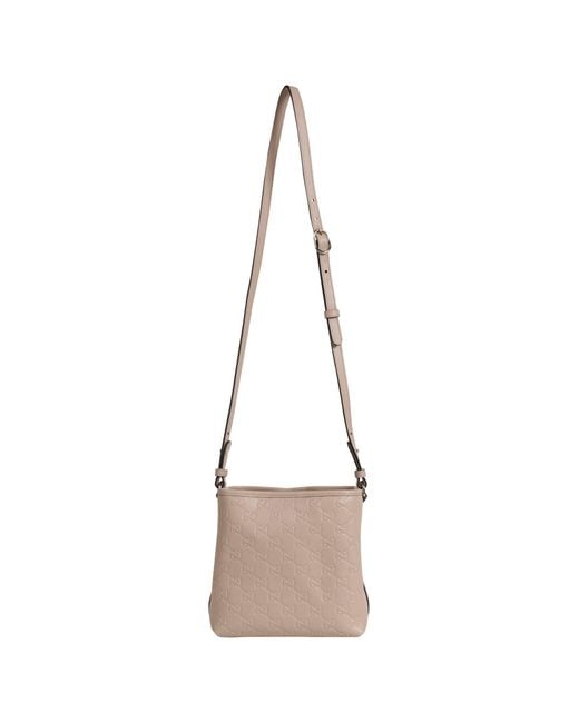 Gucci Natural Gg Emblem Small Bucket Bag