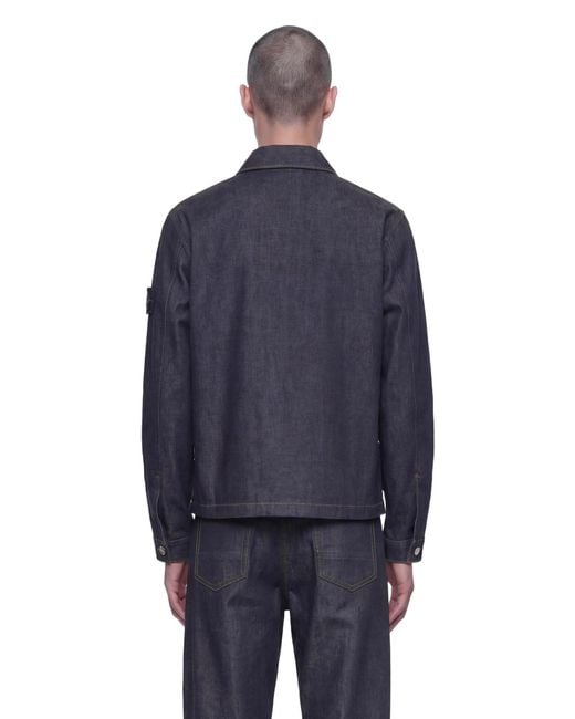 Stone Island Blue 4100006 Denim Coach Jacket for men