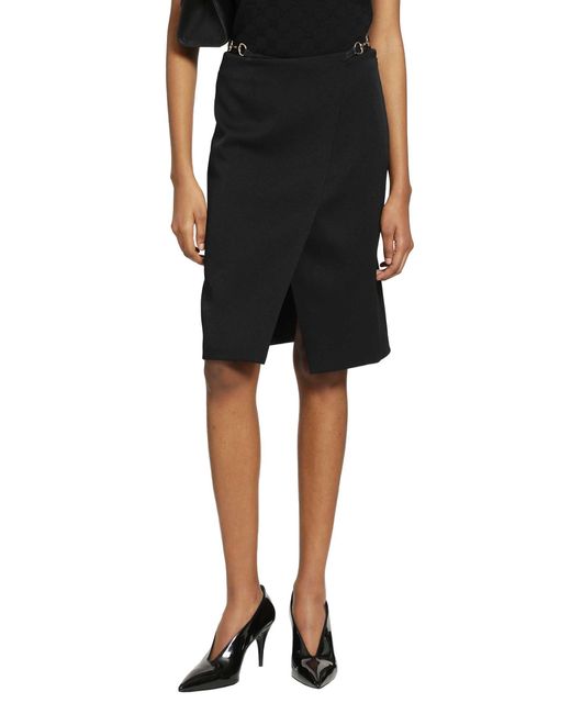 Gucci Black Wool Drill Knee Lenght Skirt