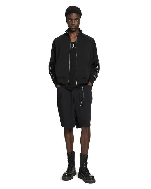 MASTERMIND WORLD Black Zip-Up Track Jacket for men