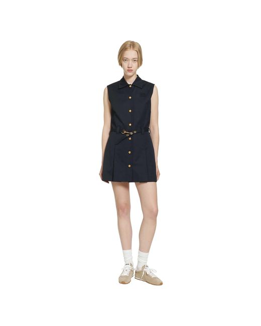 Miu Miu Blue Cotton Gabardine Shirt Mini Dress
