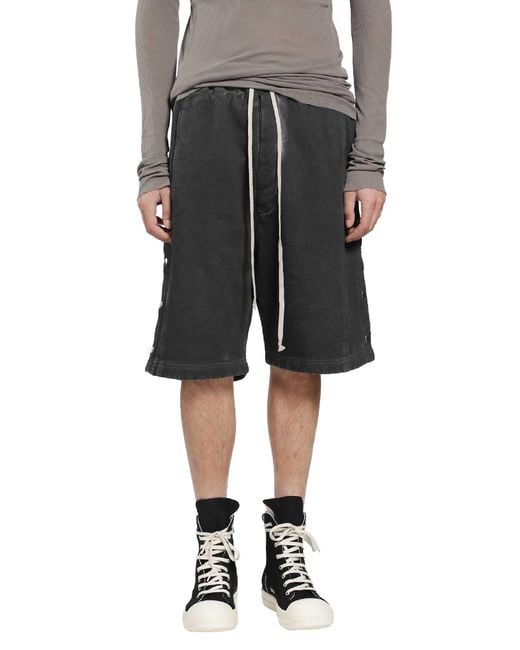 Rick Owens Gray Tower Wide Pusher Shorts for men