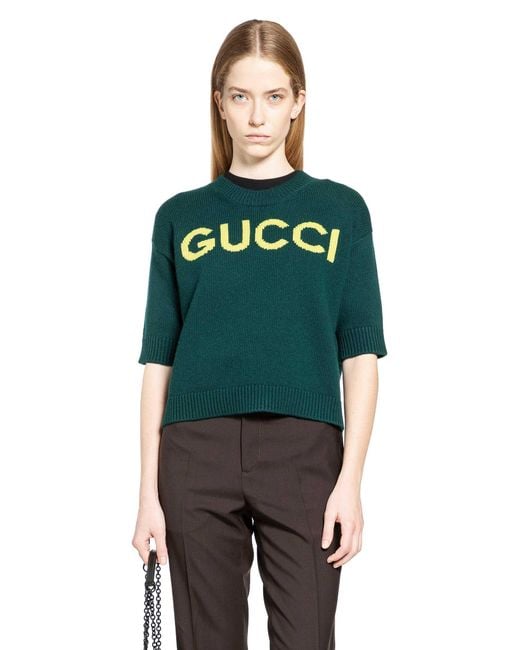 Gucci Green Intarsia Wool Top