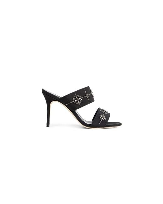 Manolo Blahnik Black Ralota Crystal Pumps