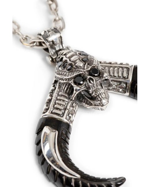 KD2024 White Skull Alien Horn Necklace for men