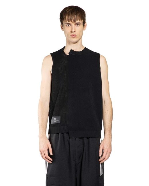 Y-3 Black Gfx Knit Vest for men