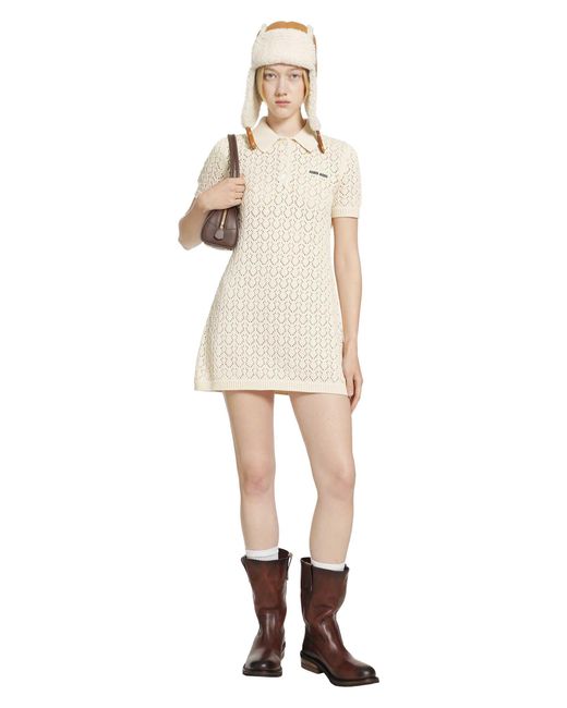 Miu Miu White Cotton Polo Mini Dress