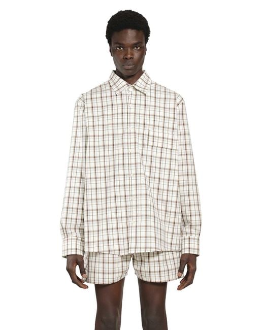 BRYAN JIMENE`Z White Check Shirt for men