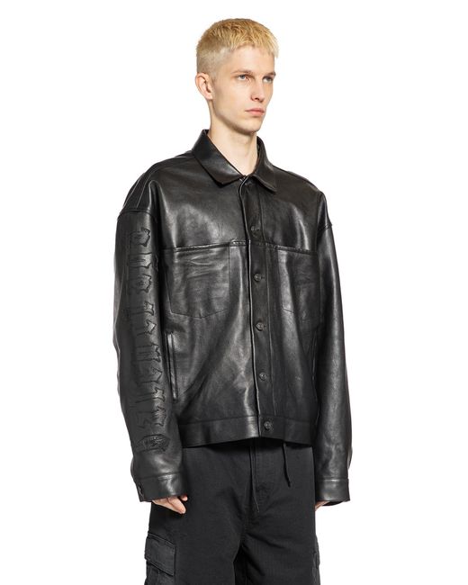 Balenciaga Black Shirt Leather Jacket for men