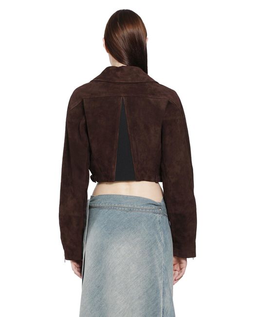 Alaïa Brown Suede Cropped Biker Jacket