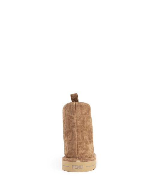 Fendi Natural Ff Suede Ankle Boots for men